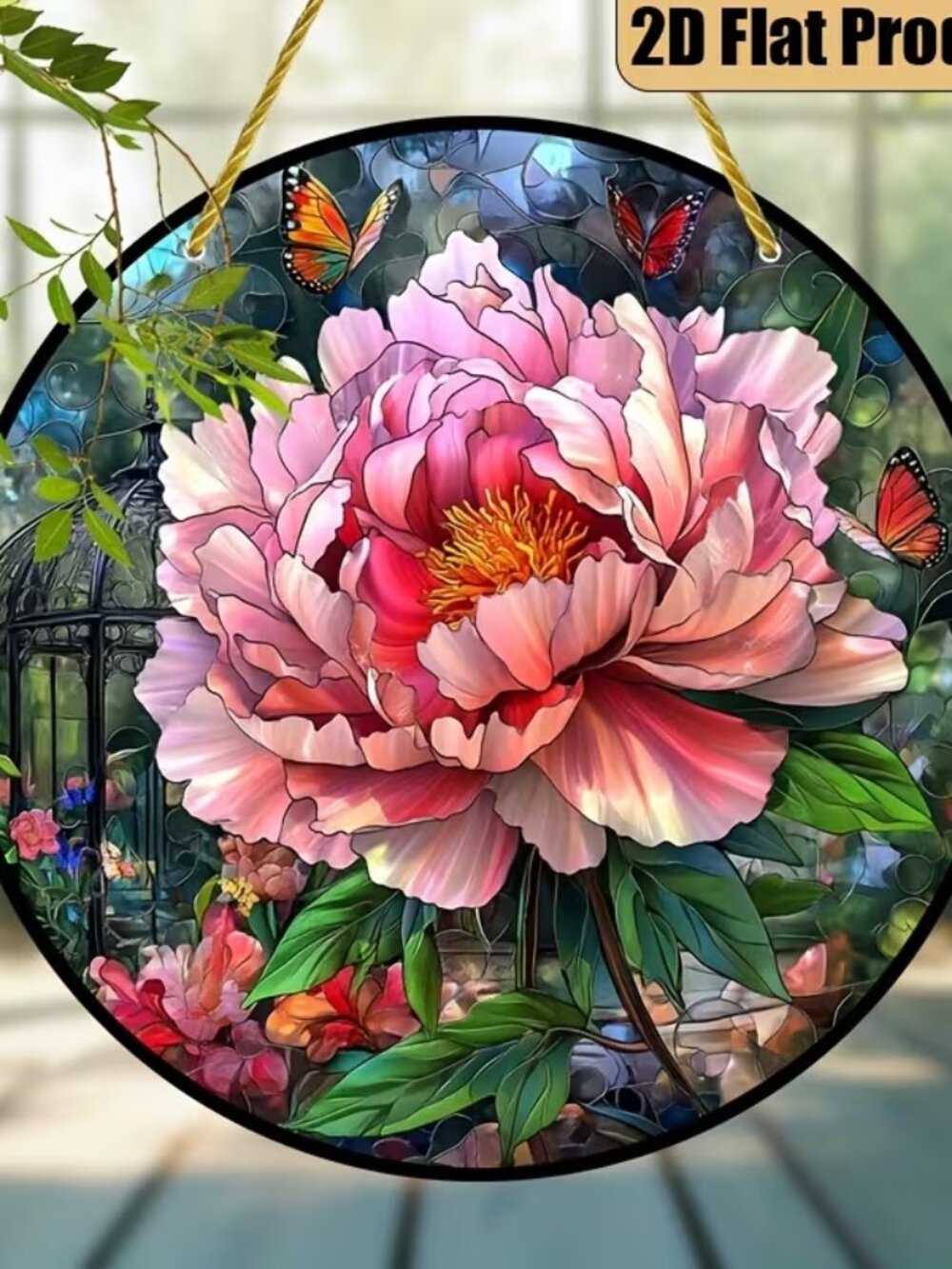 Pink Flower Acrylic Suncatcher - 8"